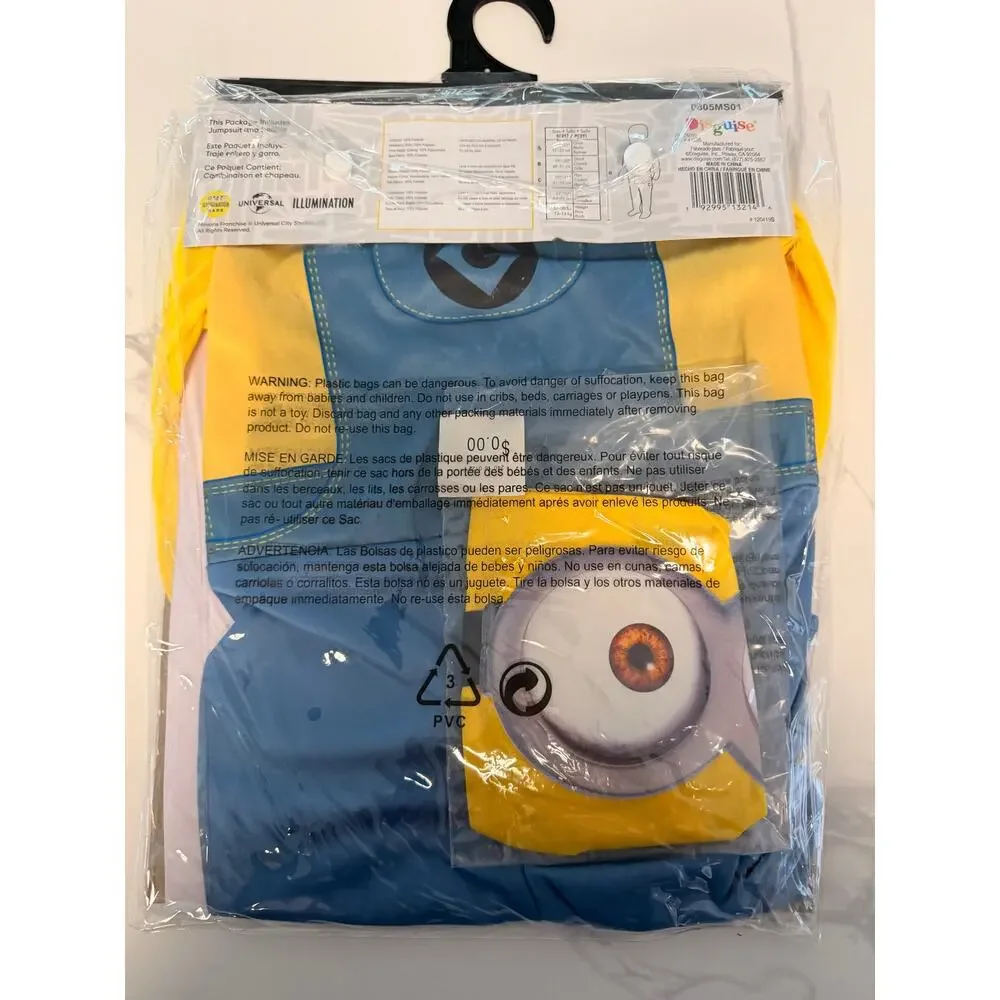 Minions Bob Toddler Costume Size 2T Jumpsuit Beanie Illumination Disguise New